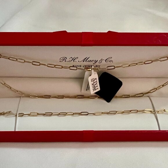 Macy's 2-Pc. Set Paperclip Link Chain Necklace & Matching Bracelet NEW - Picture 10 of 10